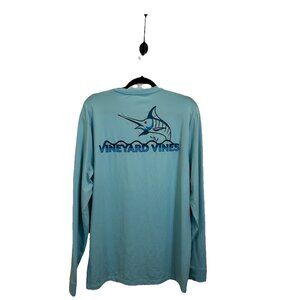 Vineyard Vines Men’s Size Medium Performance Long Sleeve Shirt Blue Swordfish